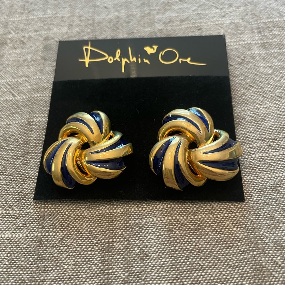 Dolphin Ore Gold and Blue Knot Earrings